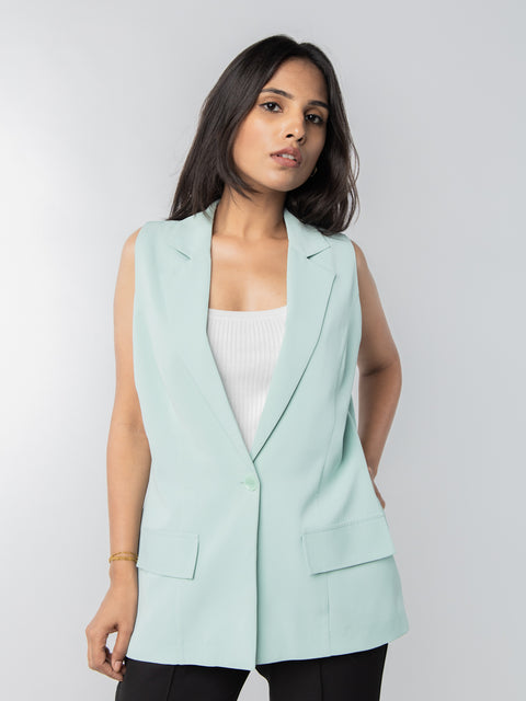 MINT GREEN SLEEVELESS JACKET