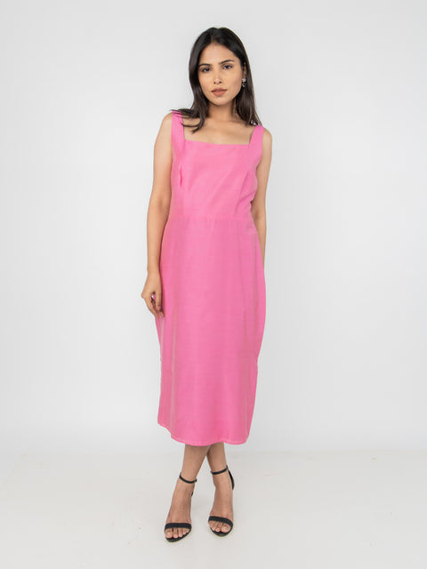 ROSE SILK STRAIGHT FIT DRESS