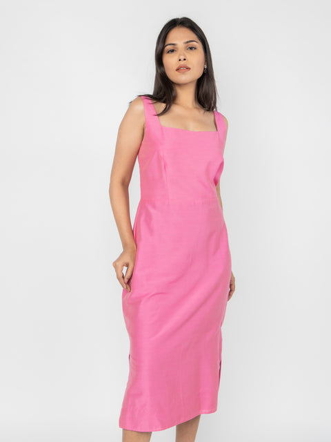 ROSE SILK STRAIGHT FIT DRESS