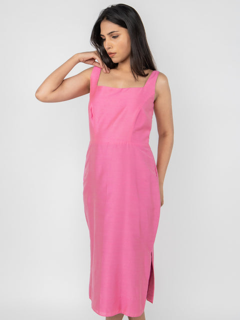 ROSE SILK STRAIGHT FIT DRESS