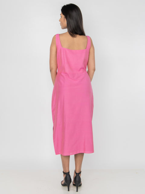 ROSE SILK STRAIGHT FIT DRESS