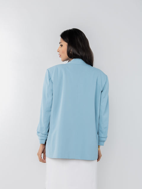 POWDER BLUE RUCHED SLEEVES JACKET