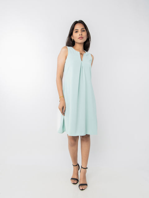MINT MIST PLEATED SHIFT DRESS