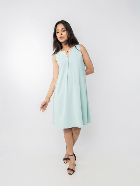 MINT MIST PLEATED SHIFT DRESS