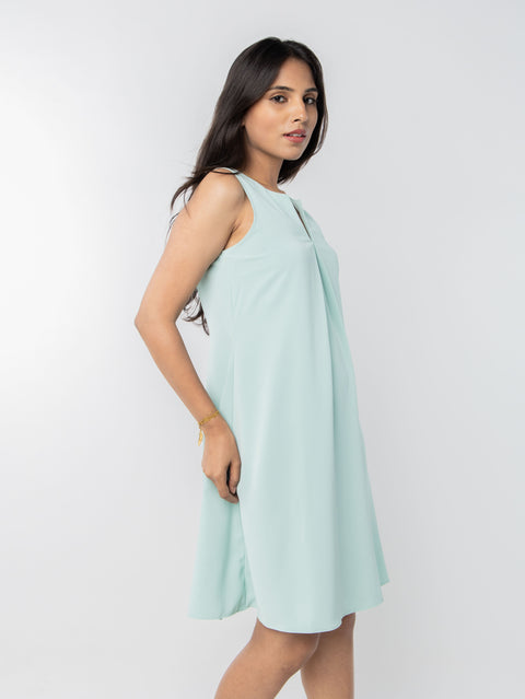 MINT MIST PLEATED SHIFT DRESS