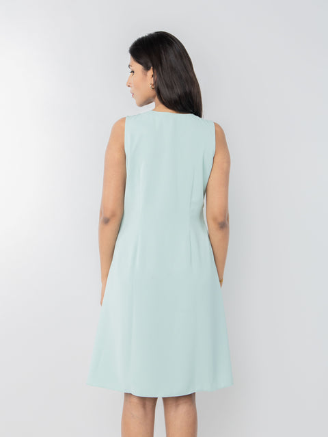 MINT MIST PLEATED SHIFT DRESS