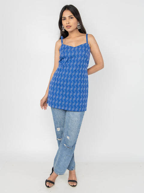 BLUE KANTHA SPAGHETTI KURTI