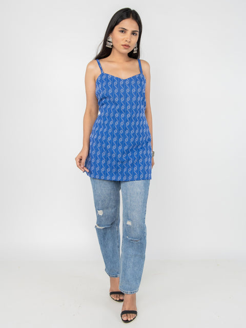 BLUE KANTHA SPAGHETTI KURTI