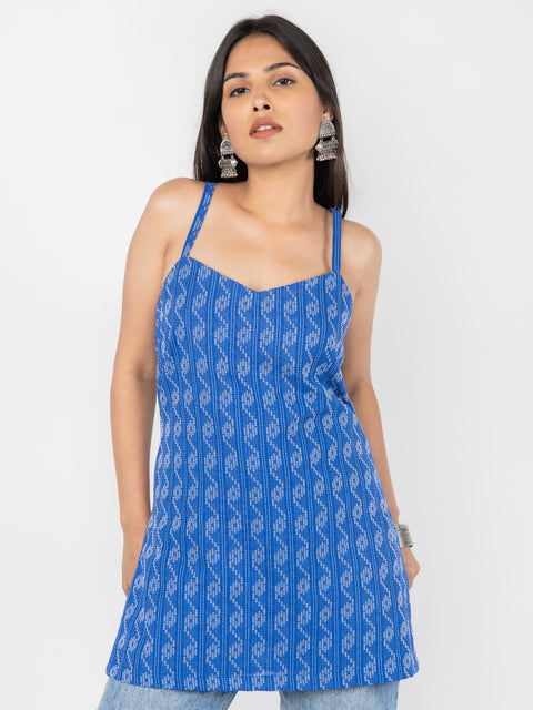BLUE KANTHA SPAGHETTI KURTI