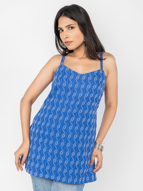 BLUE KANTHA SPAGHETTI KURTI
