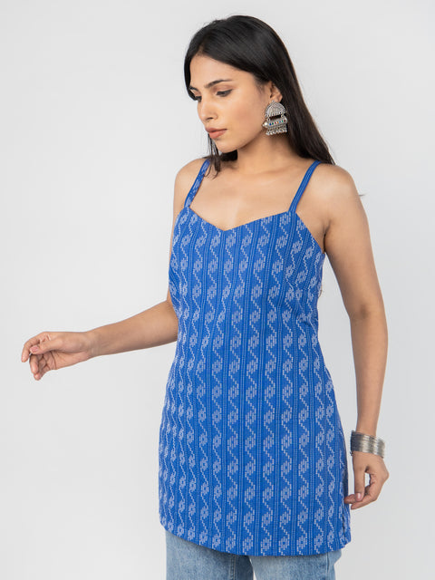 BLUE KANTHA SPAGHETTI KURTI
