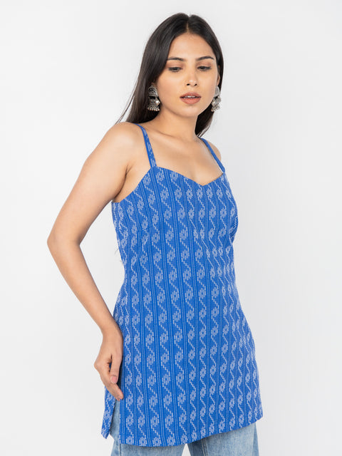 BLUE KANTHA SPAGHETTI KURTI
