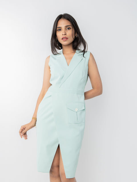 MINT GREEN OVERLAP DRESS