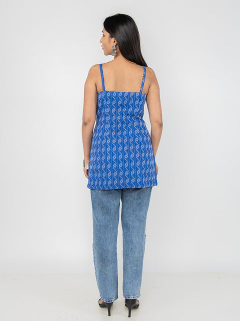 BLUE KANTHA SPAGHETTI KURTI
