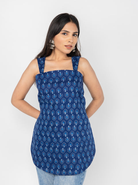 INDIGO  BLOCK PRINT KURTI