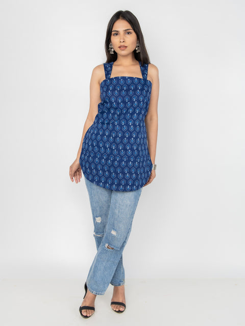 INDIGO  BLOCK PRINT KURTI