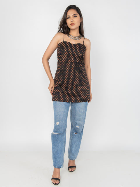 BLACK SPAGHETTI STRAP KURTI