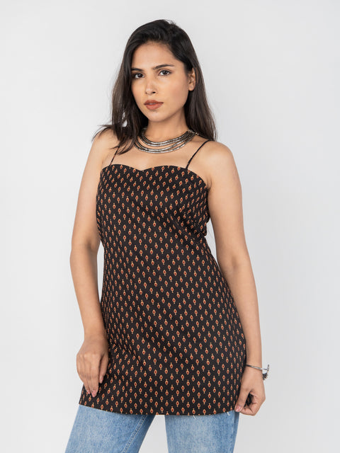 BLACK SPAGHETTI STRAP KURTI