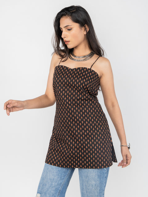 BLACK SPAGHETTI STRAP KURTI