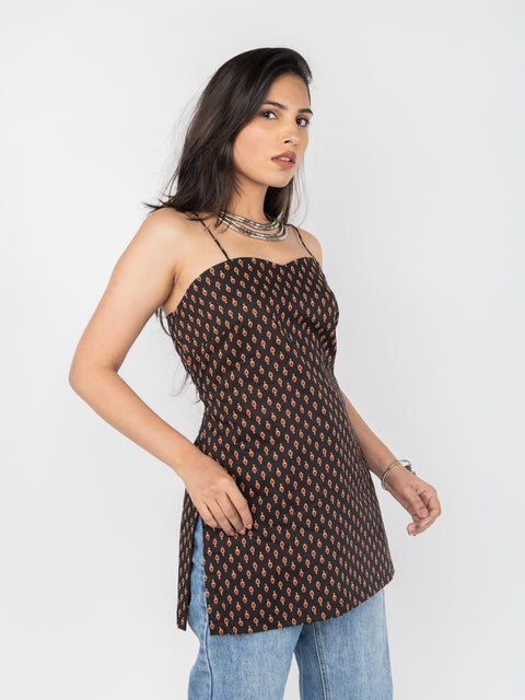 BLACK SPAGHETTI STRAP KURTI