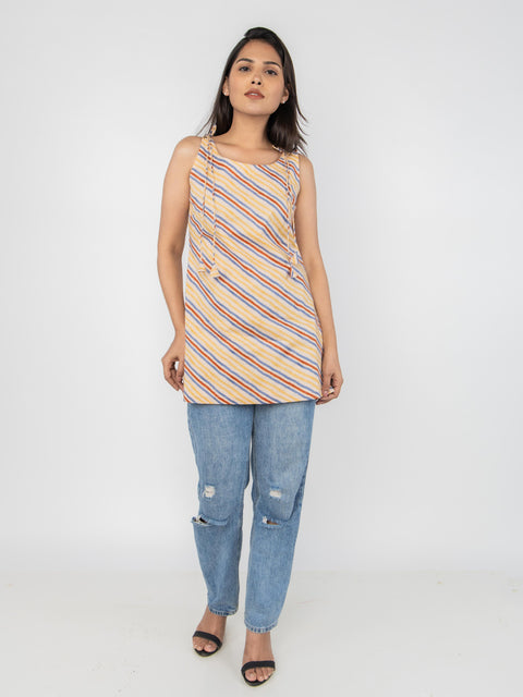 STRIPED SLEEVELESS KURTI