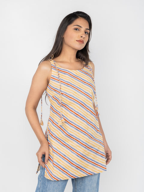 STRIPED SLEEVELESS KURTI