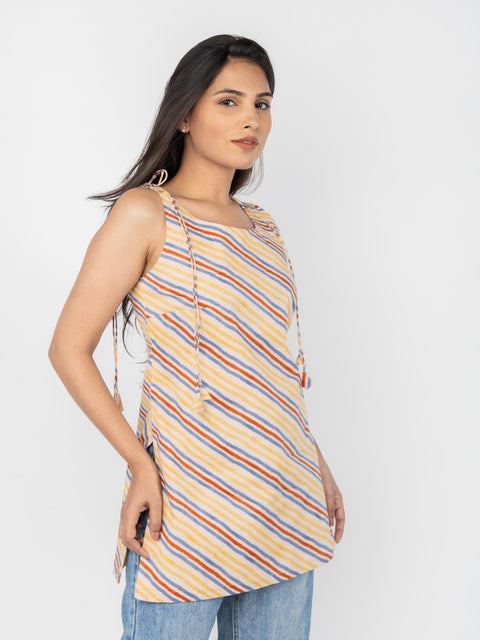 STRIPED SLEEVELESS KURTI