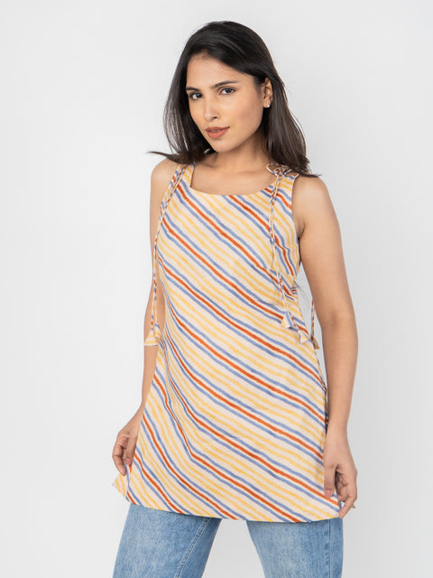 STRIPED SLEEVELESS KURTI