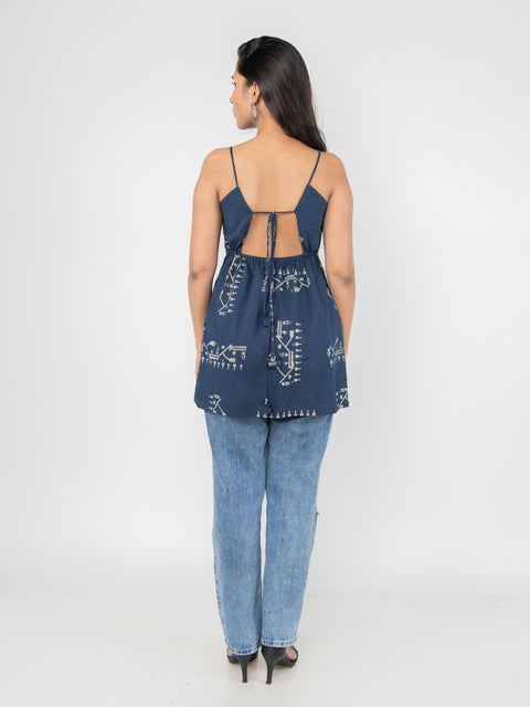 NAVY SPAGHETTI ABSTRACT PRINT KURTI