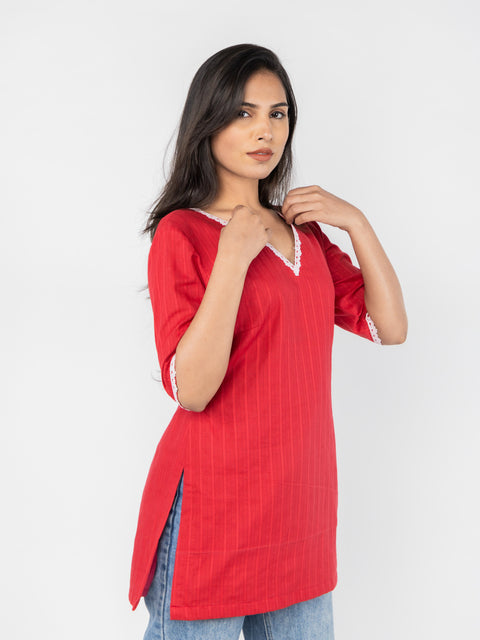 SOLID RED KURTI