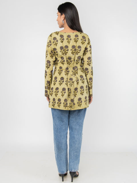 OLIVE GREEN MOTIF KURTI