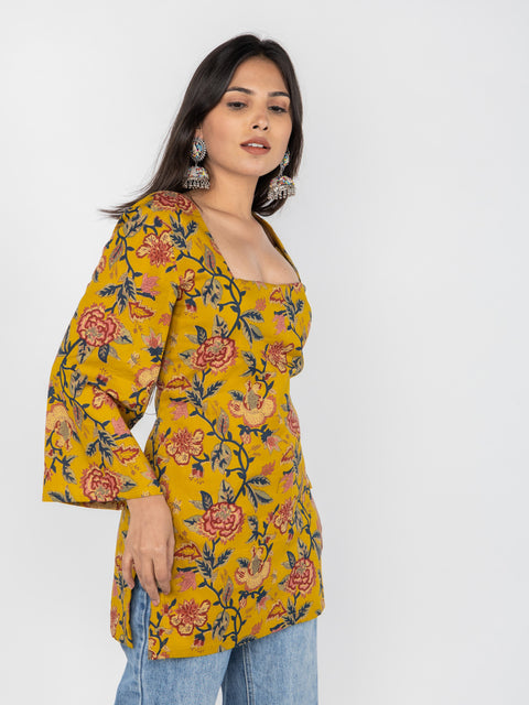 MUSTARD FLORAL KURTI