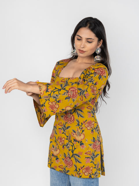 MUSTARD FLORAL KURTI