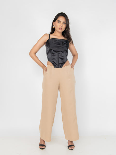 BLACK DRAPED CORSET TOP