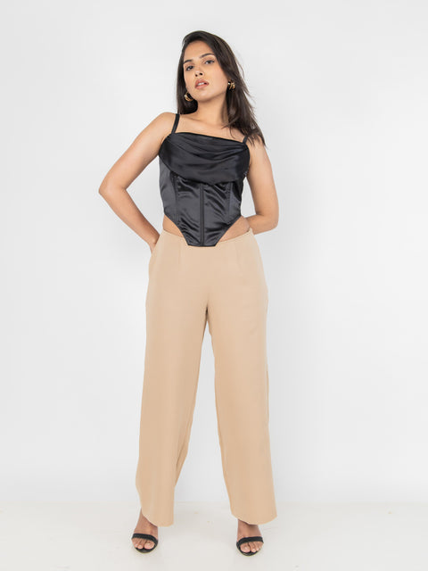 BLACK DRAPED CORSET TOP