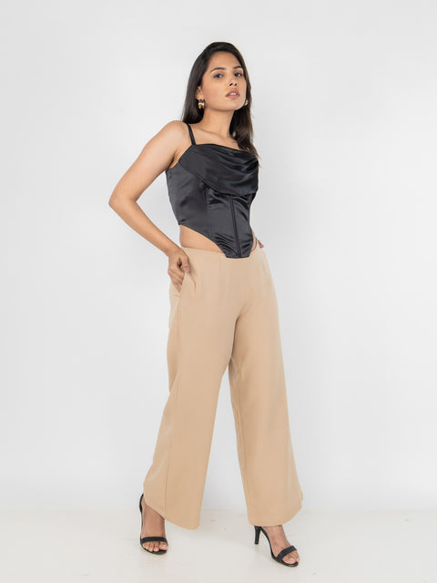 BLACK DRAPED CORSET TOP