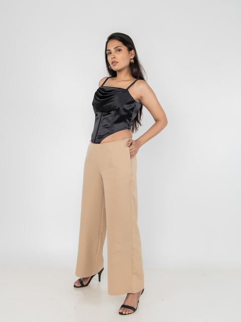BLACK DRAPED CORSET TOP