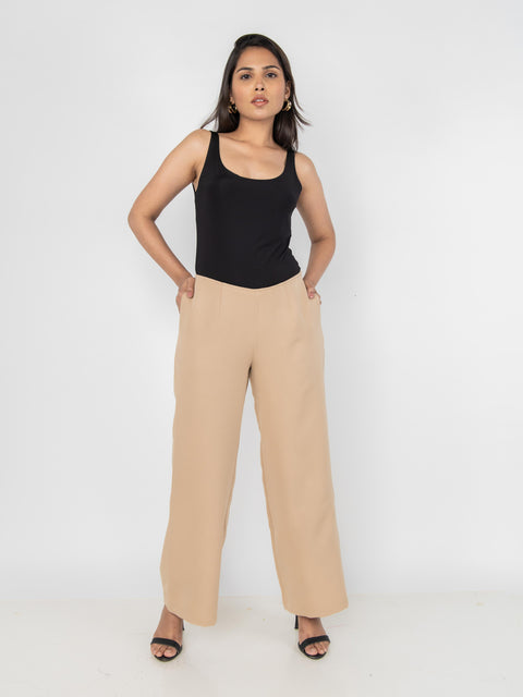 STRAIGHT SEAMLESS BEIGE PANTS