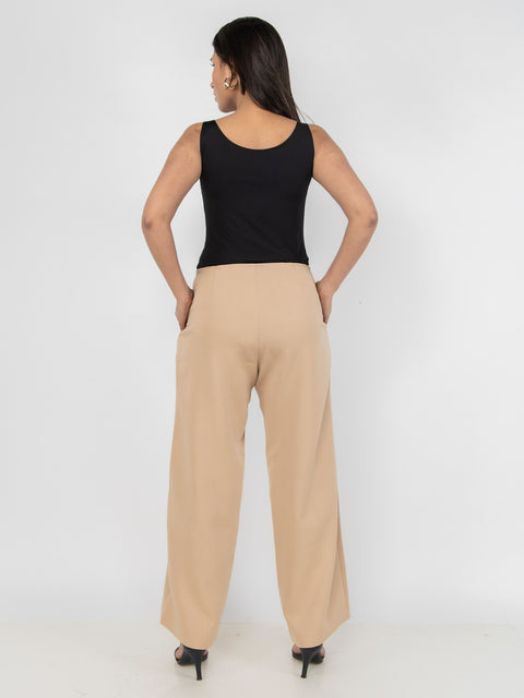 STRAIGHT SEAMLESS BEIGE PANTS