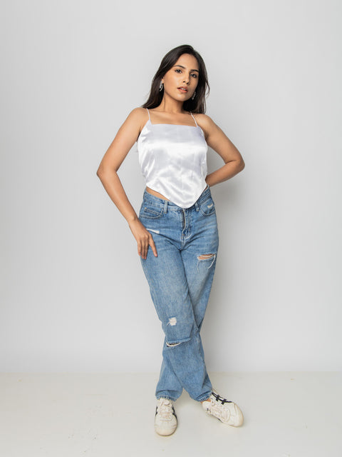 WHITE SCULPTED CORSET TOP