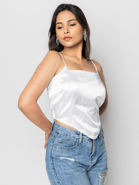 WHITE SCULPTED CORSET TOP