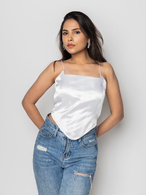 WHITE SCULPTED CORSET TOP