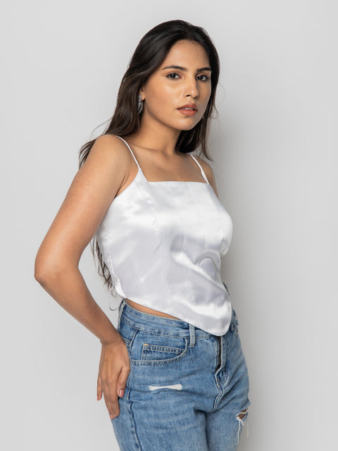 WHITE SCULPTED CORSET TOP