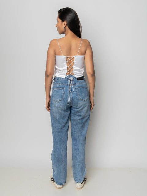 WHITE SCULPTED CORSET TOP