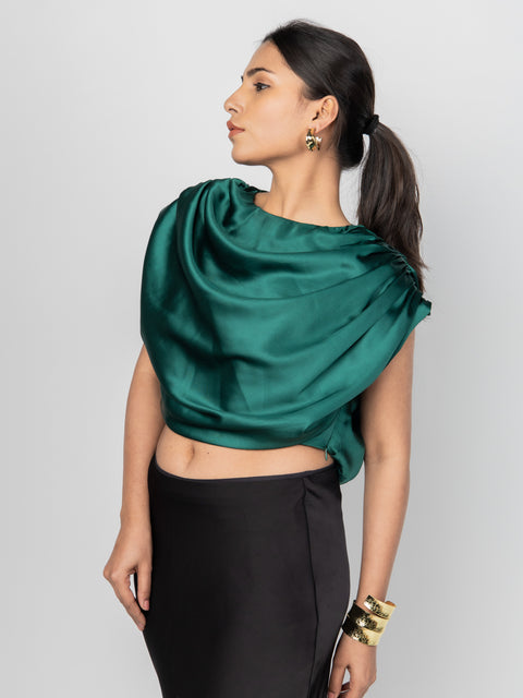 EMERALD CASCADE DRAPE TOP