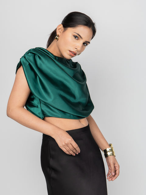 EMERALD CASCADE DRAPE TOP
