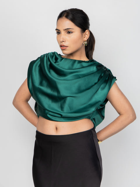 EMERALD CASCADE DRAPE TOP