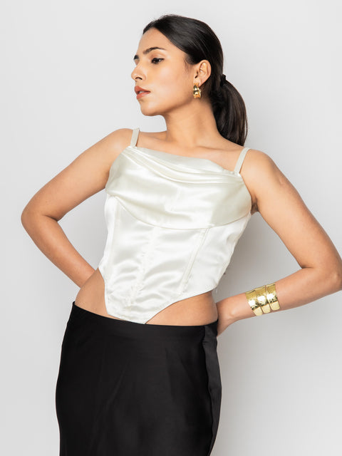 IVORY DRAPED CORSET TOP