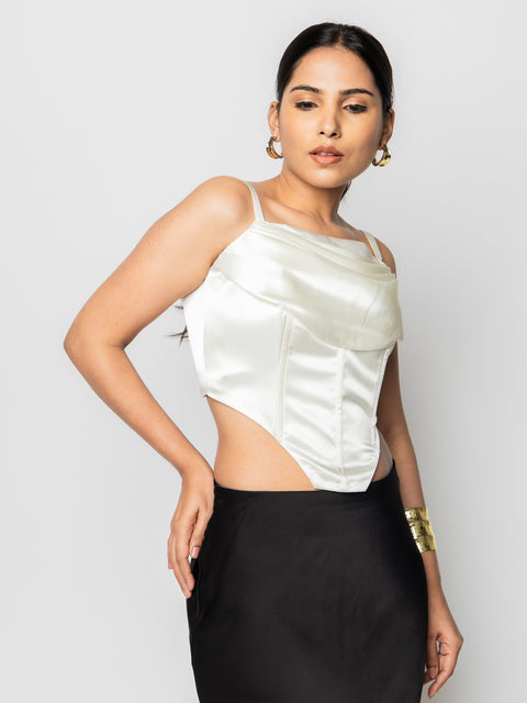 IVORY DRAPED CORSET TOP