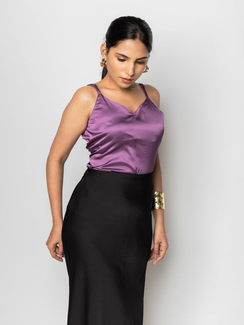 PLUM SATIN CAMI TOP